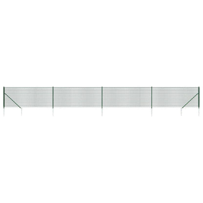 Metal Fence with Green Anchoring Pickets 0.8x10 m