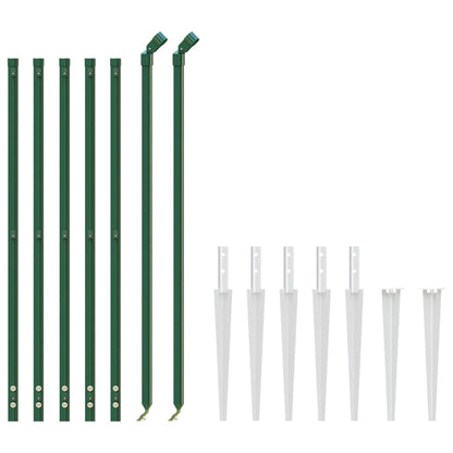 Metal Fence with Green Anchoring Pickets 0.8x10 m