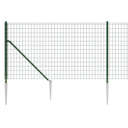 Metal Fence with Green Anchoring Pickets 0.8x10 m