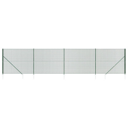 Metal Fence with Green Anchoring Pickets 1.4x10 m