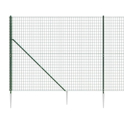 Metal Fence with Green Anchoring Pickets 1.4x10 m