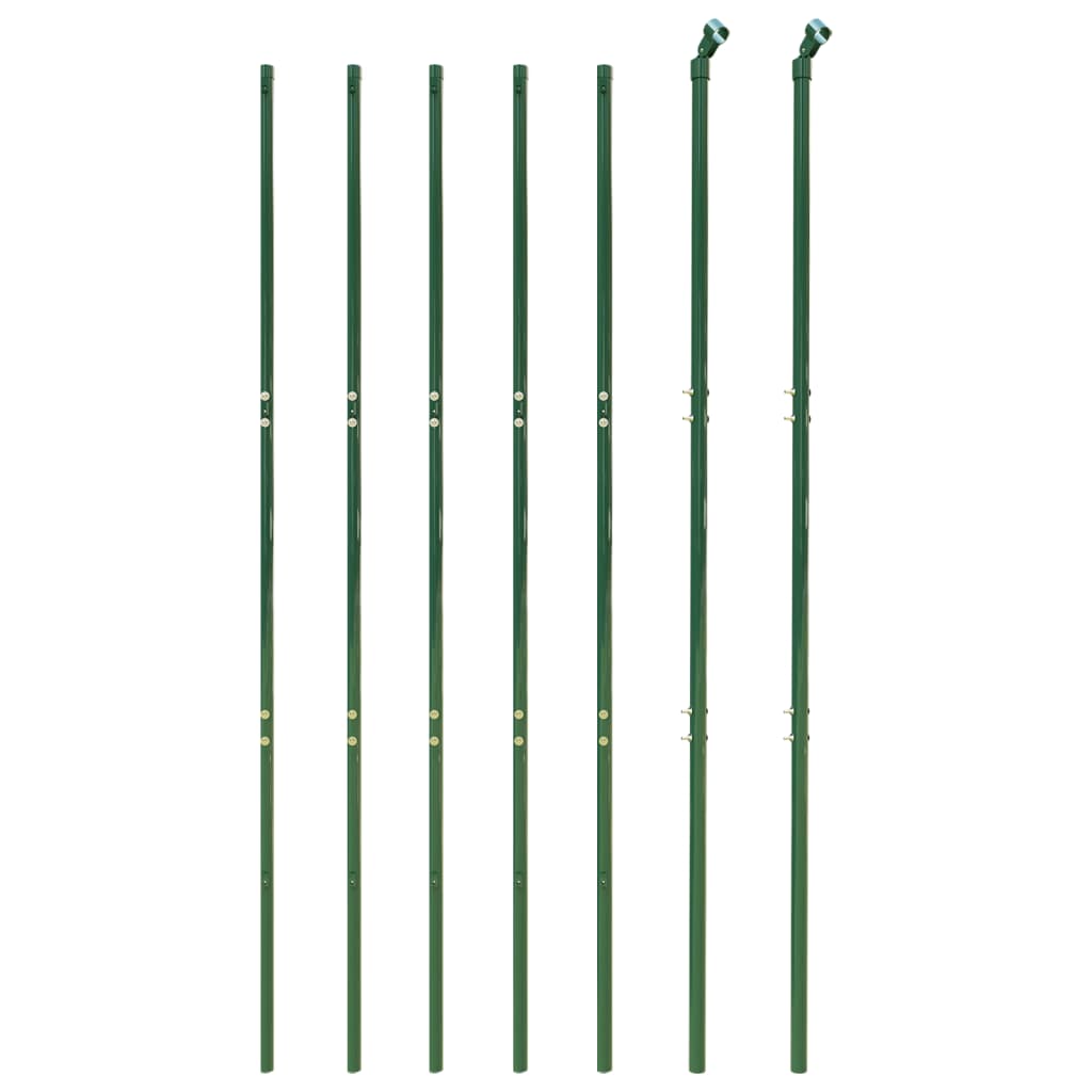 Metal Fence with Green Anchoring Pickets 1.4x10 m