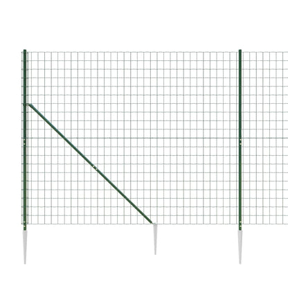 Metal Fence with Green Anchoring Pickets 1.4x10 m