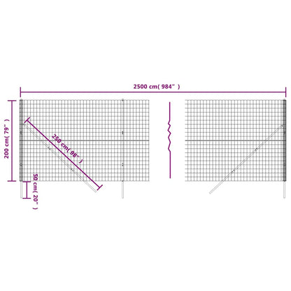 Recinzione Metallica Antracite 2x25 m in Acciaio Zincato | homemem39