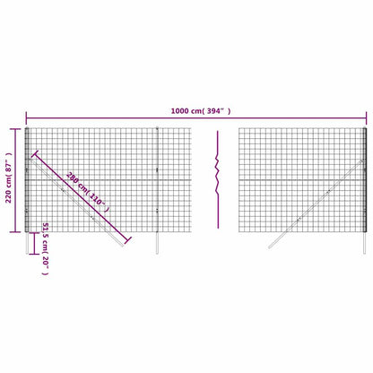 Recinzione Metallica Antracite 2,2x10 m in Acciaio Zincato | homemem39