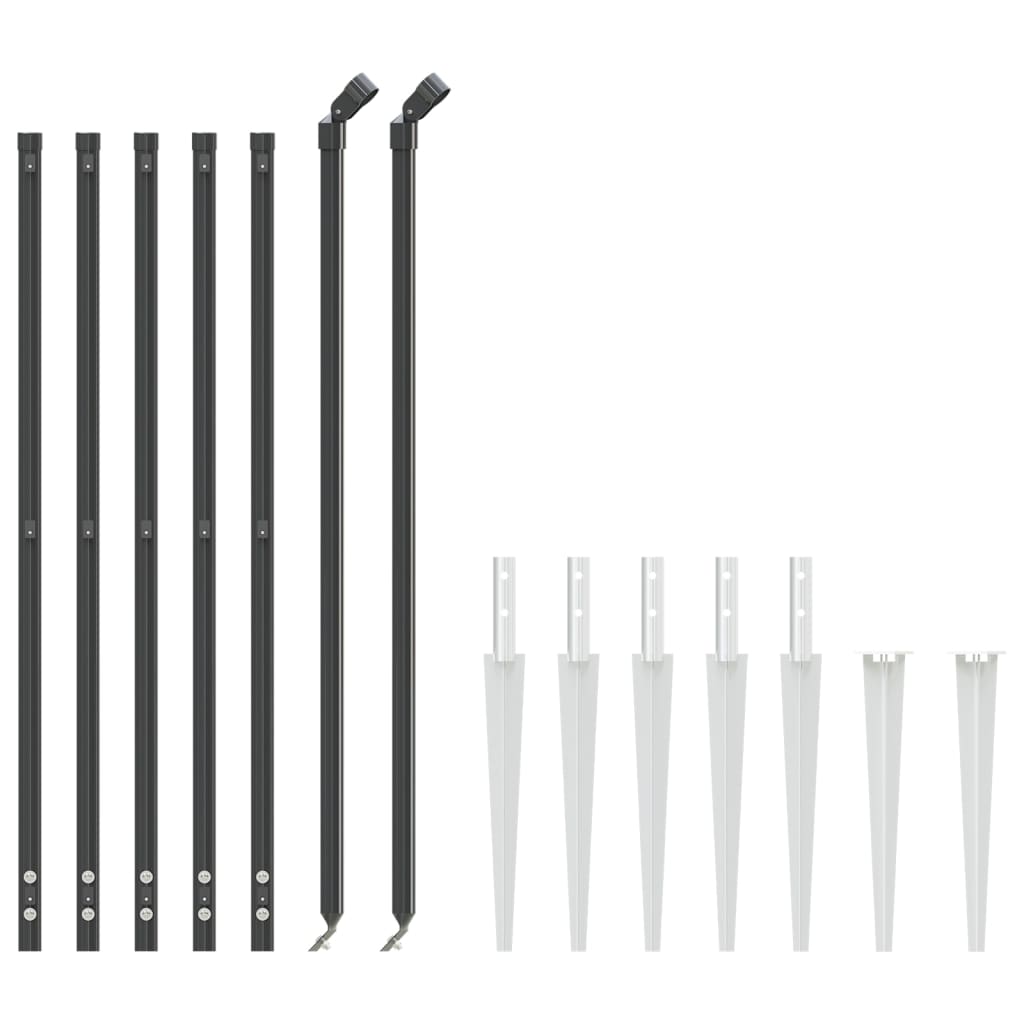 Recinzione Metallica con Picchetti Ancoraggio Antracite 1x10 m | homemem39
