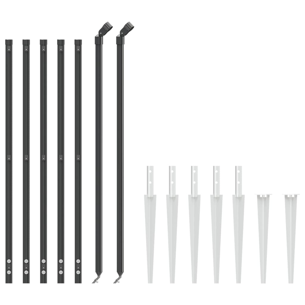 Recinzione Metallica con Picchetti Ancoraggio Antracite 1,1x10m | homemem39