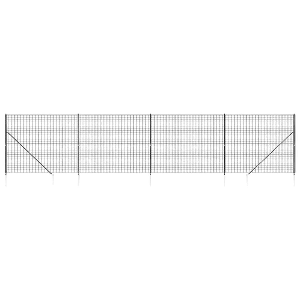 Recinzione Metallica con Picchetti Ancoraggio Antracite 1,8x10m