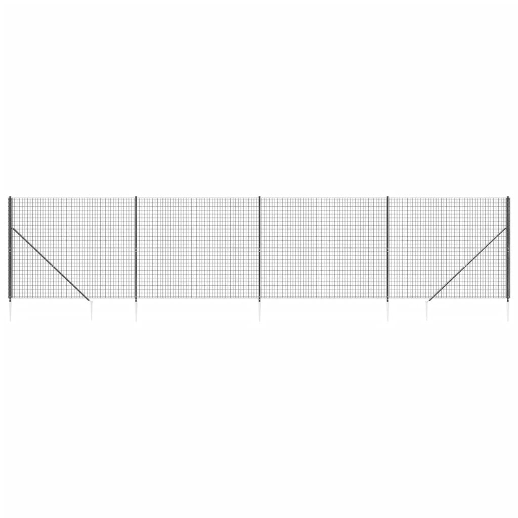 Metal Fence with Anthracite Anchoring Pegs 2.2x10m