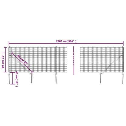 Recinzione Metallica con Picchetti Ancoraggio Antracite 0,8x25m | homemem39