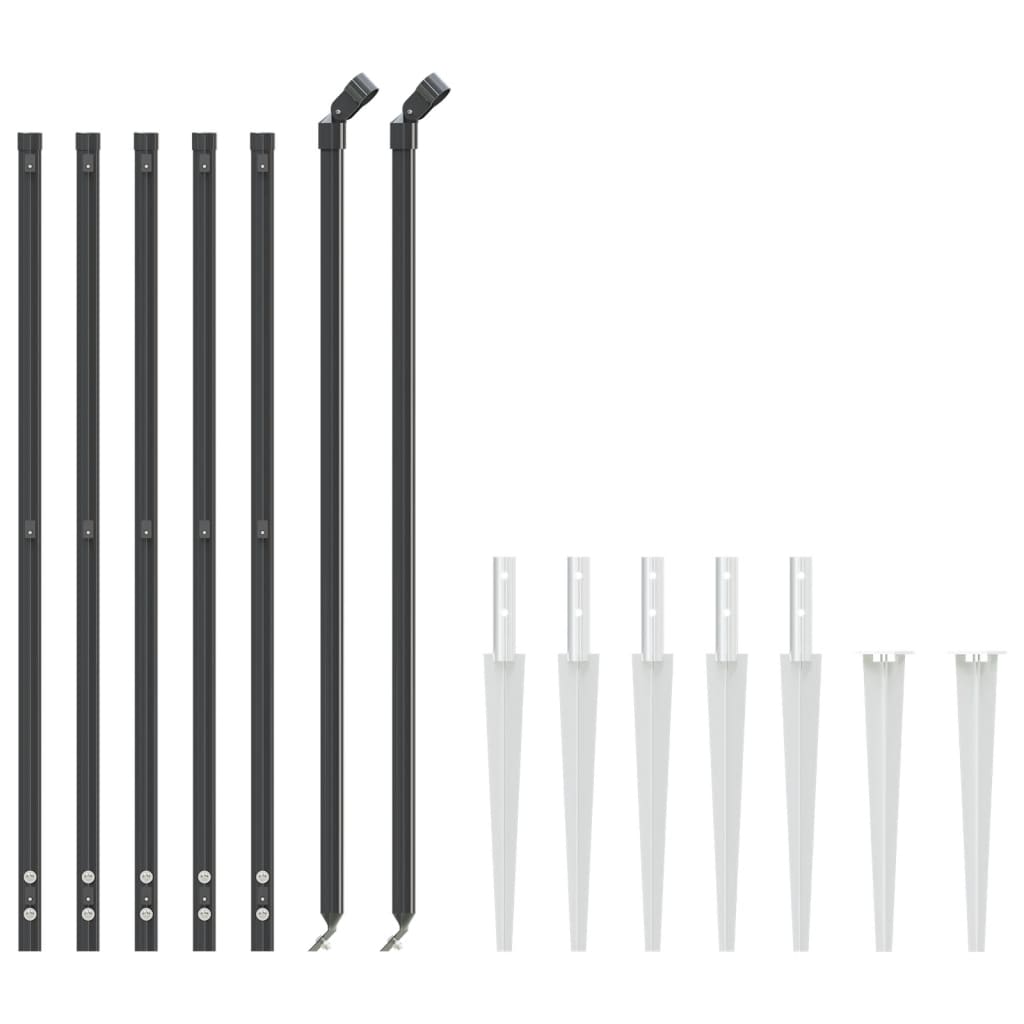 Recinzione Metallica con Picchetti Ancoraggio Antracite 1,1x10m | homemem39