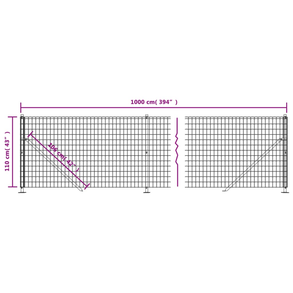 Metal Fence with Anthracite Flange 1.1x10 m