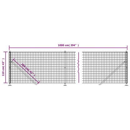 Metal Fence with Anthracite Flange 1.1x10 m