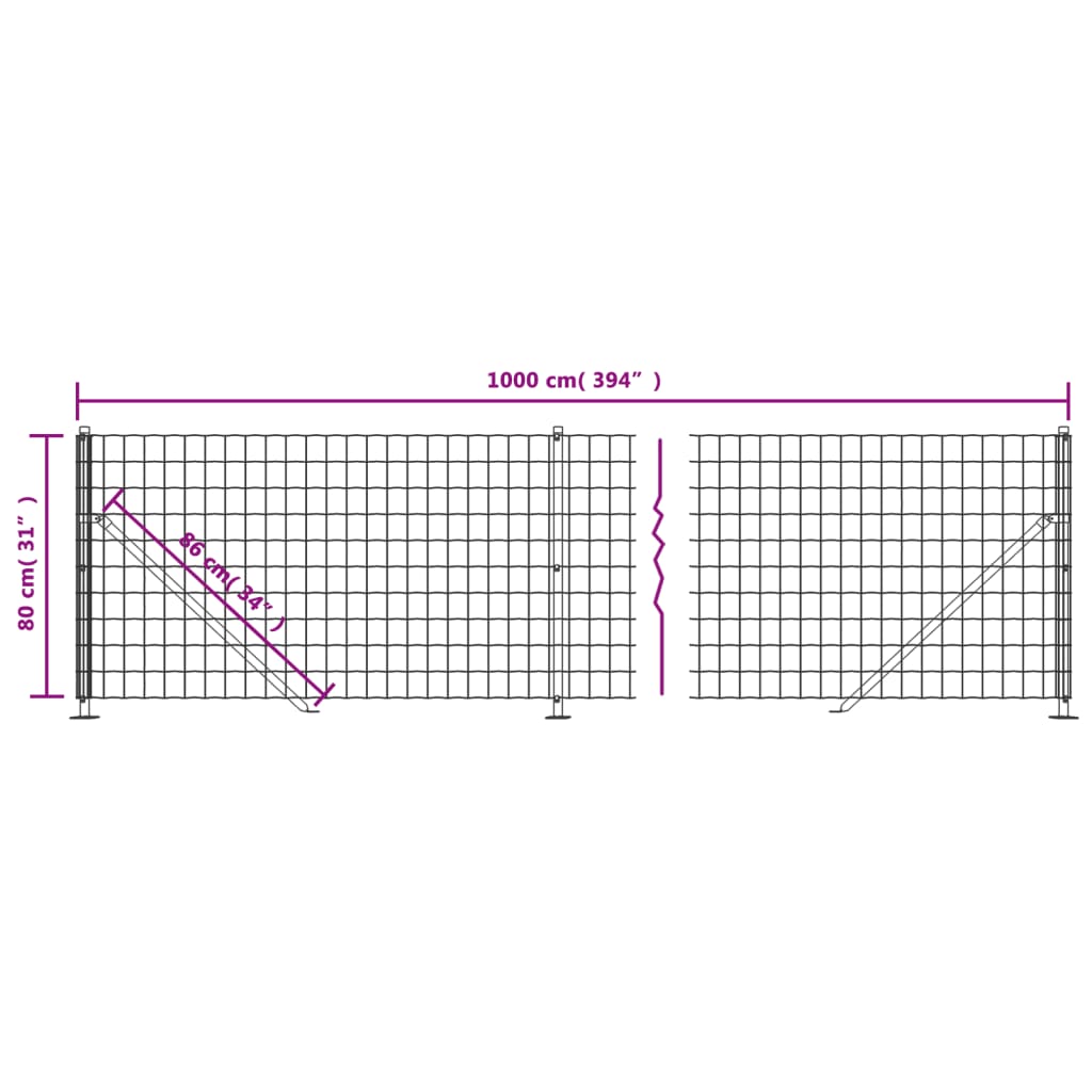 Metal Fence with Anthracite Flange 0.8x10 m