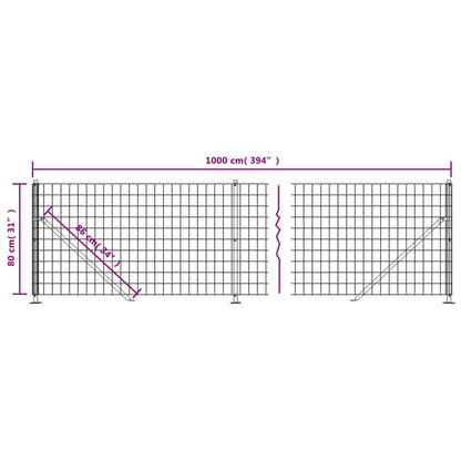 Metal Fence with Anthracite Flange 0.8x10 m