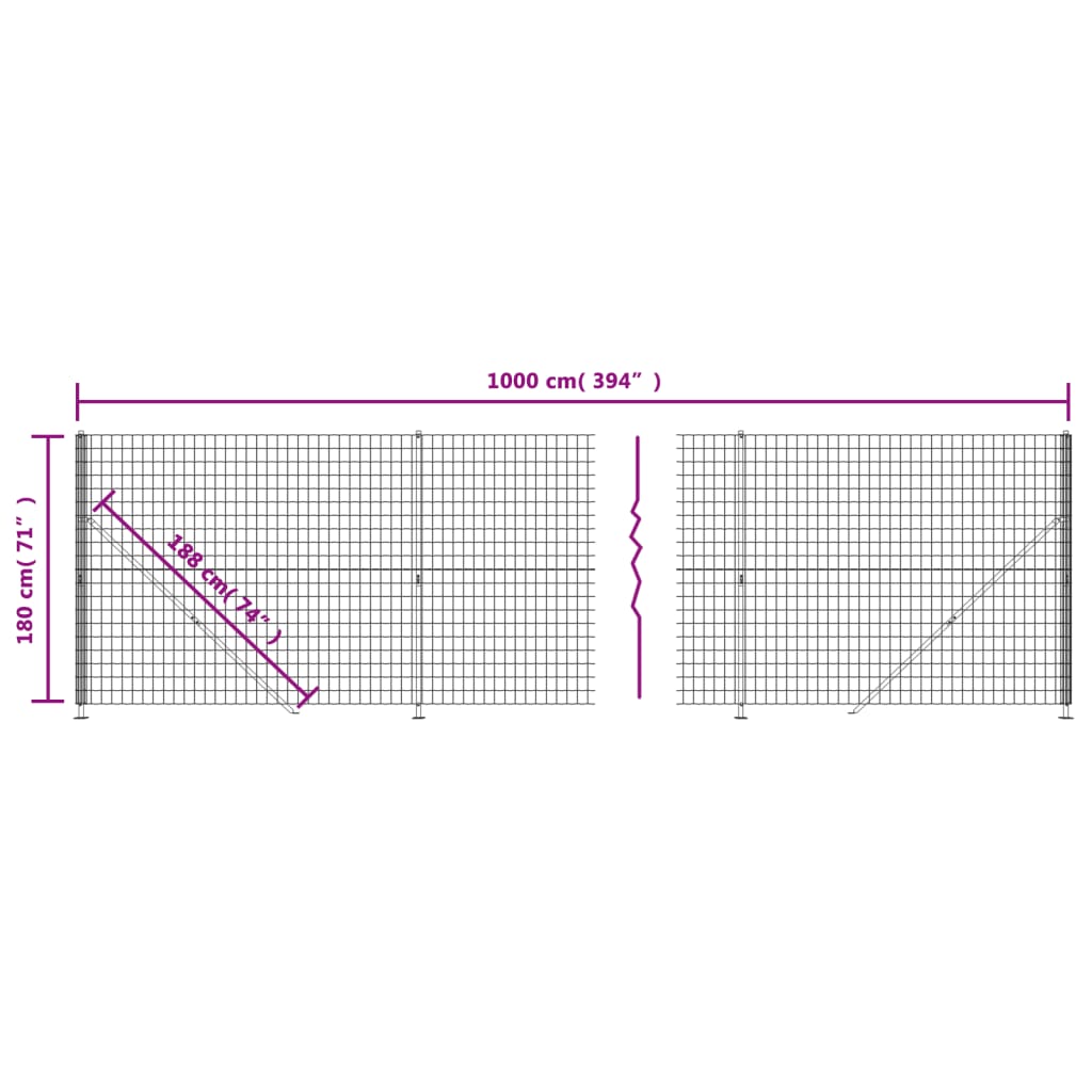 Metal Fence with Anthracite Flange 1.8x10 m