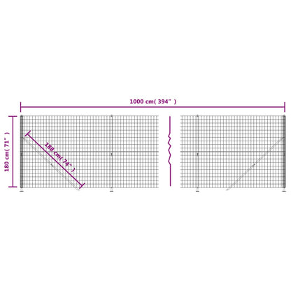 Metal Fence with Anthracite Flange 1.8x10 m