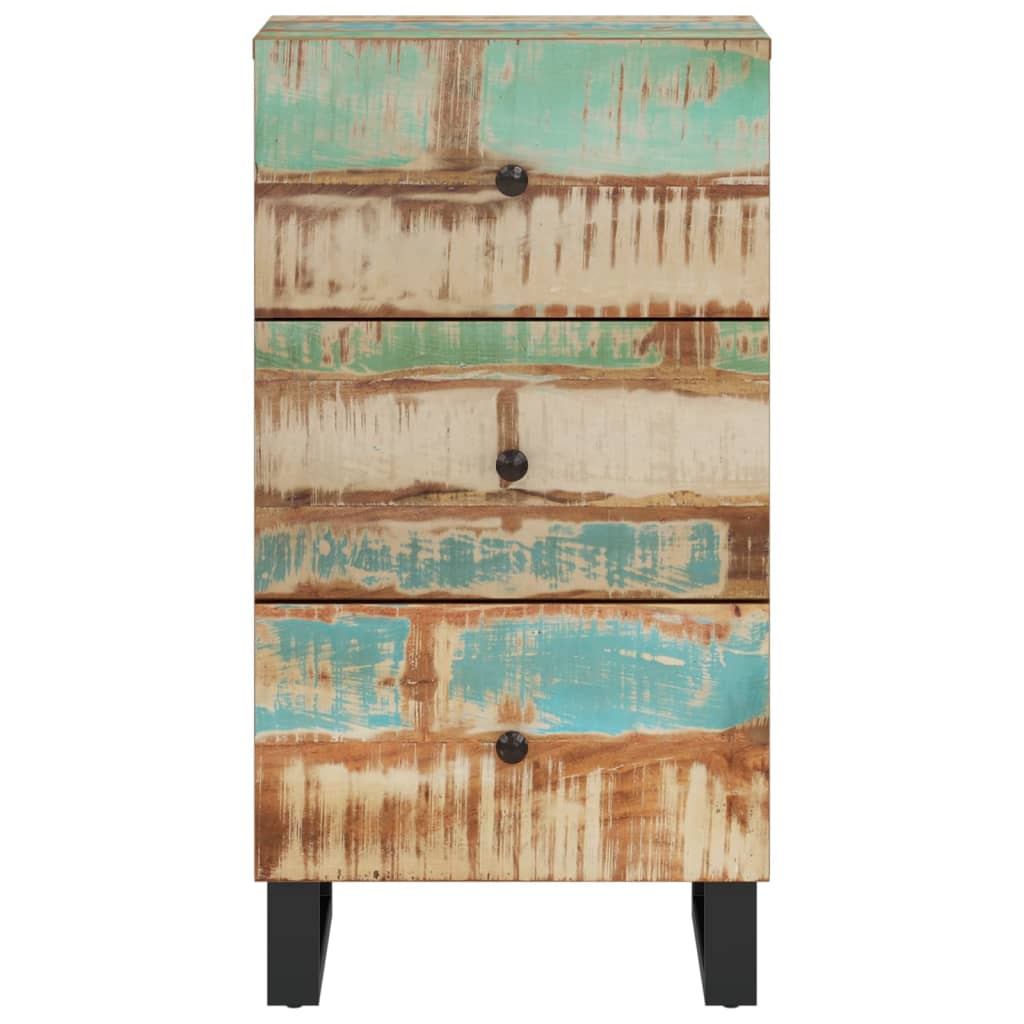 Credenza con 3 Cassetti 40x33,5x75cm Legno Massello di Recupero