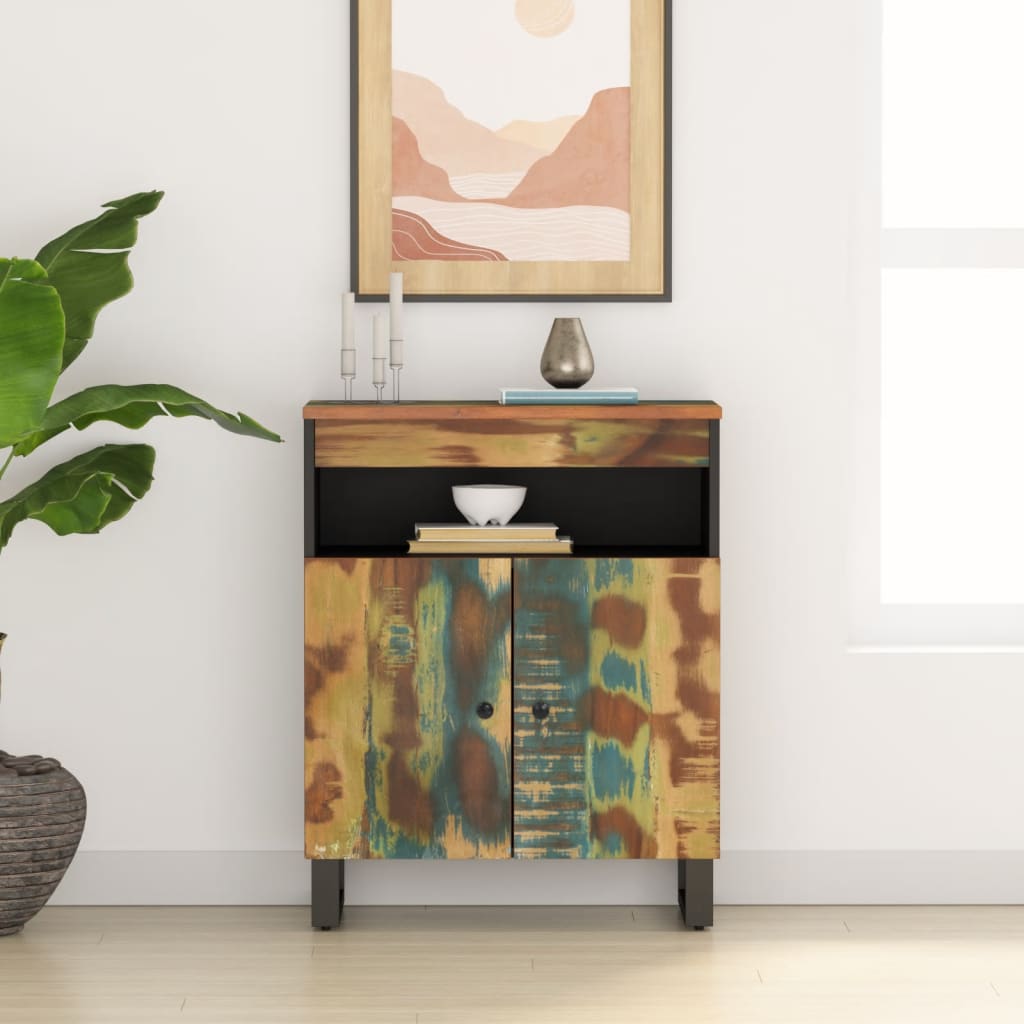 Credenza con 2 Ante 60x33x75 cm in Legno Massello di Recupero