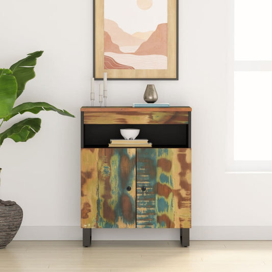 Credenza con 2 Ante 60x33x75 cm in Legno Massello di Recupero