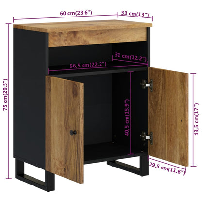 Credenza con 2 Ante 60x33x75 cm in Legno Massello di Mango