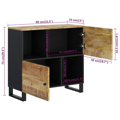 Credenza con 2 Ante 80x33x75 cm in Legno Massello di Mango