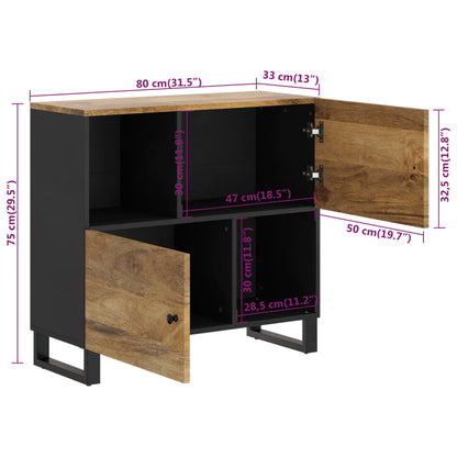 Credenza con 2 Ante 80x33x75 cm in Legno Massello di Mango