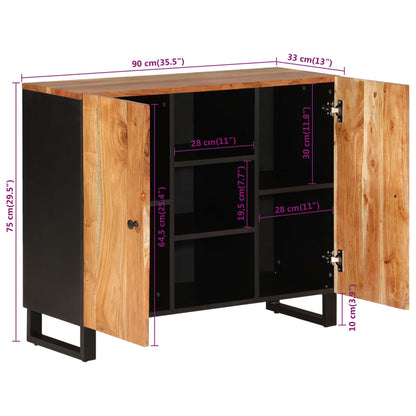 Credenza con 2 Ante 90x33x75 cm in Legno Massello di Acacia