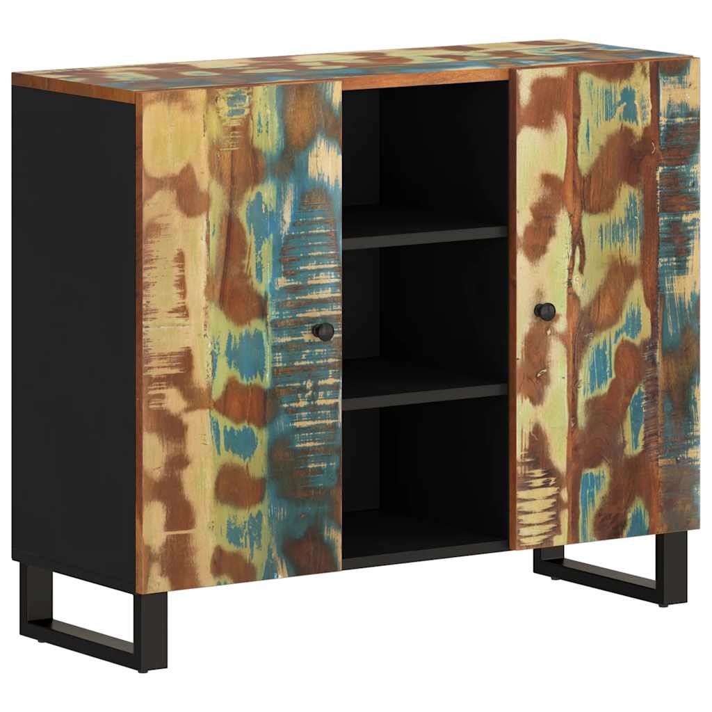 Credenza con 2 Ante 90x33x75 cm in Legno Massello di Recupero