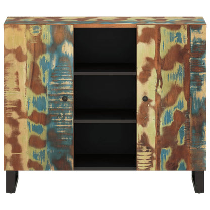 Credenza con 2 Ante 90x33x75 cm in Legno Massello di Recupero