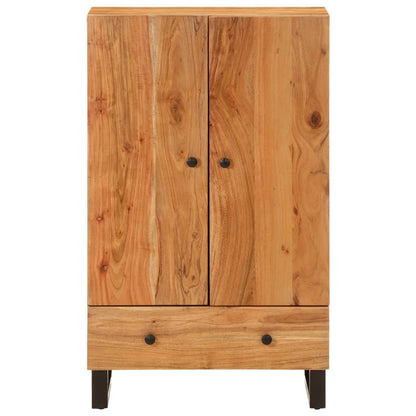 Credenza con Cassetto 60x33x100cm Legno Massello Acacia e Ferro