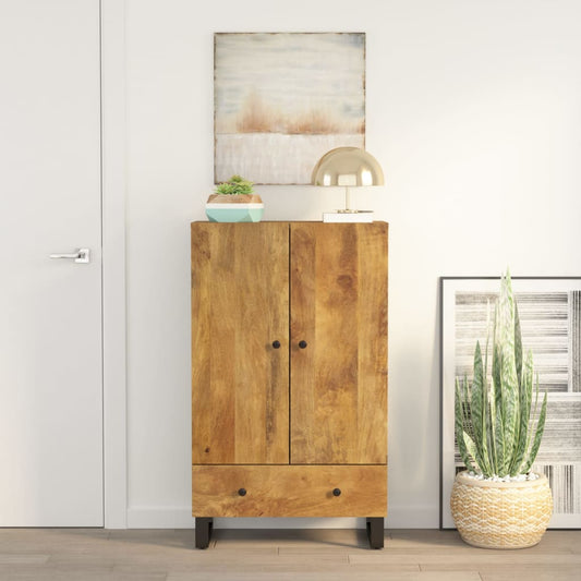 Credenza con Cassetto 60x33x100 cm Legno Massello Mango e Ferro