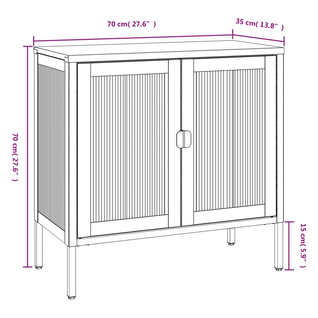 Credenza Nera 70x35x70 cm Vetro e Acciaio - homemem39