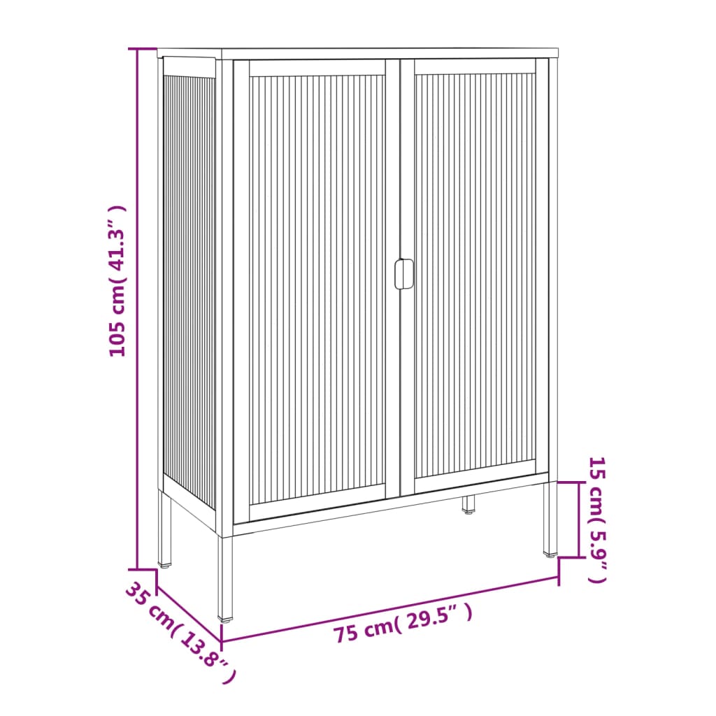 Credenza Nera 75x35x105 cm Vetro e Acciaio - homemem39