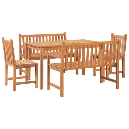 Set da Pranzo per Giardino 5 pz in Legno Massello di Teak | homemem39