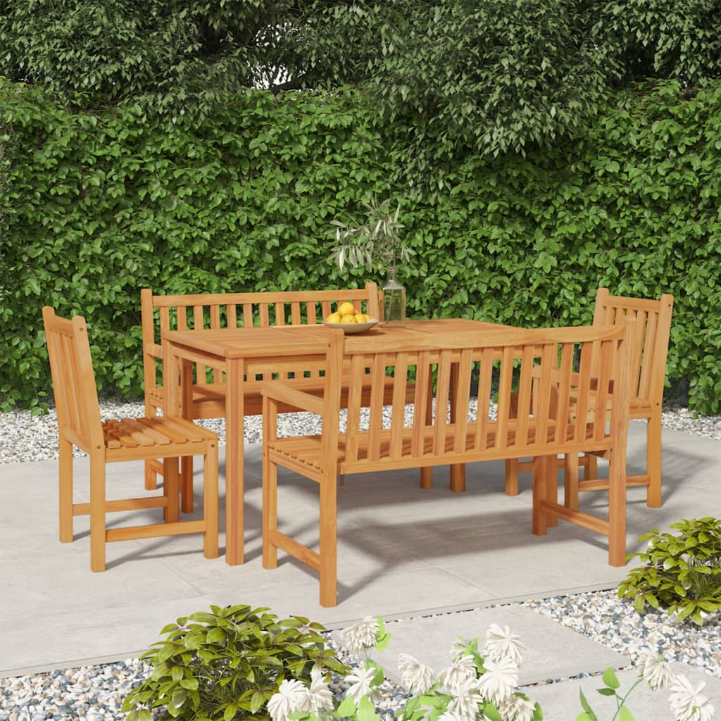 Set da Pranzo per Giardino 5 pz in Legno Massello di Teak | homemem39