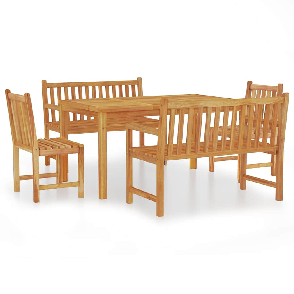 Set da Pranzo per Giardino 5 pz in Legno Massello di Teak | homemem39