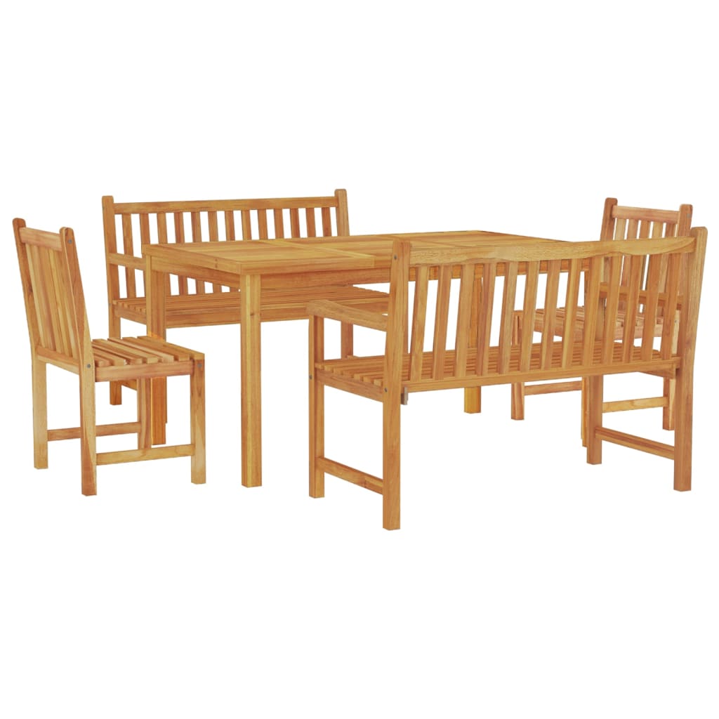 Set da Pranzo per Giardino 5 pz in Legno Massello di Teak | homemem39