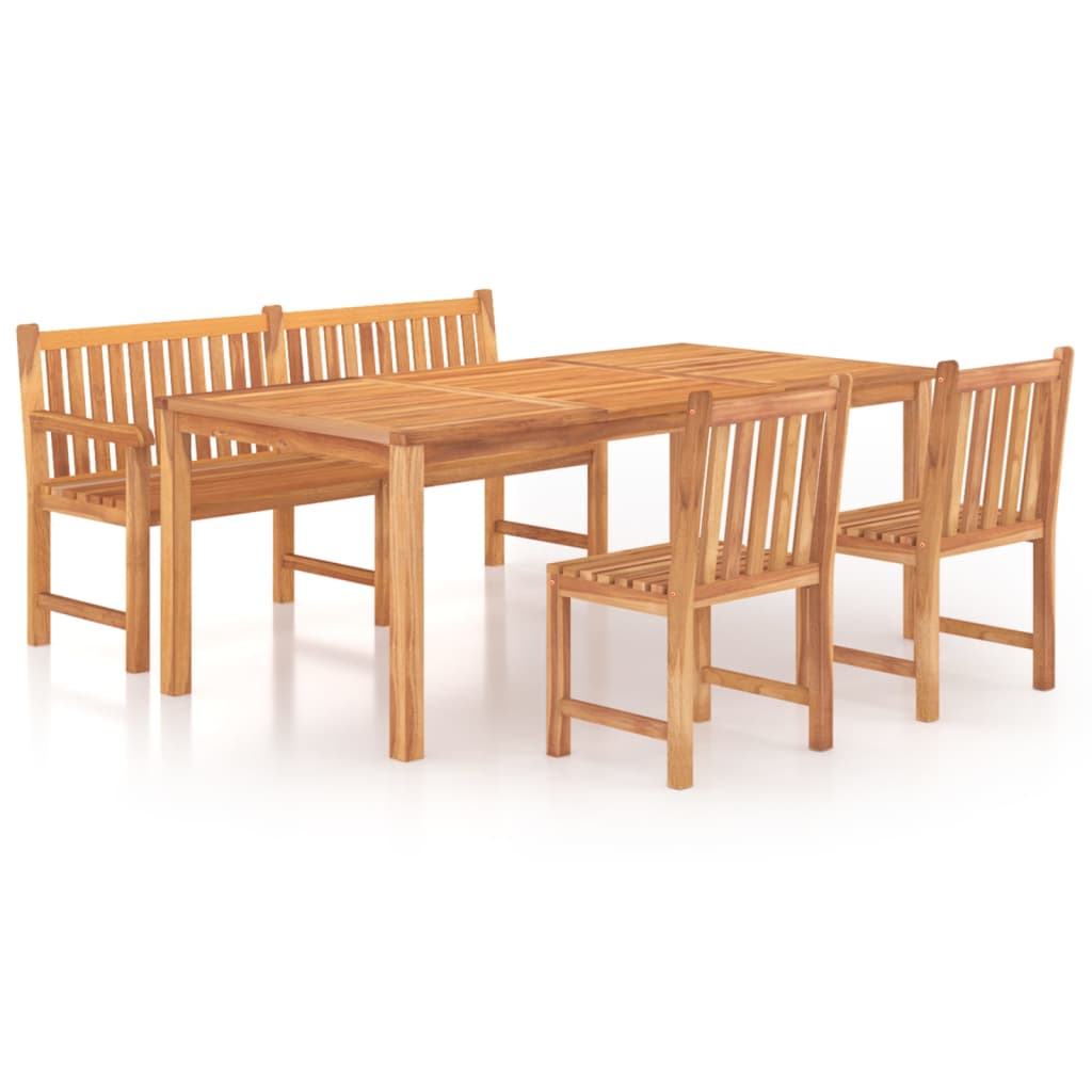 Set da Pranzo per Giardino 4 pz in Legno Massello di Teak | homemem39