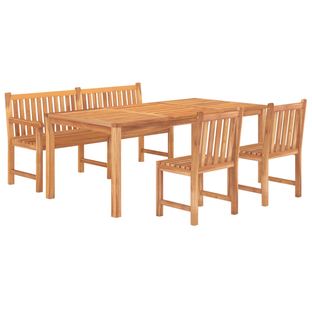 Set da Pranzo per Giardino 4 pz in Legno Massello di Teak | homemem39