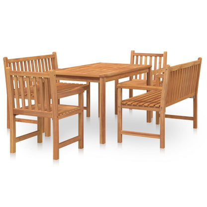Set da Pranzo per Giardino 5 pz in Legno Massello di Teak | homemem39