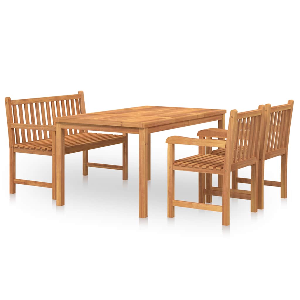Set da Pranzo per Giardino 4 pz in Legno Massello di Teak | homemem39