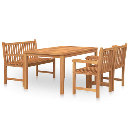Set da Pranzo per Giardino 4 pz in Legno Massello di Teak | homemem39