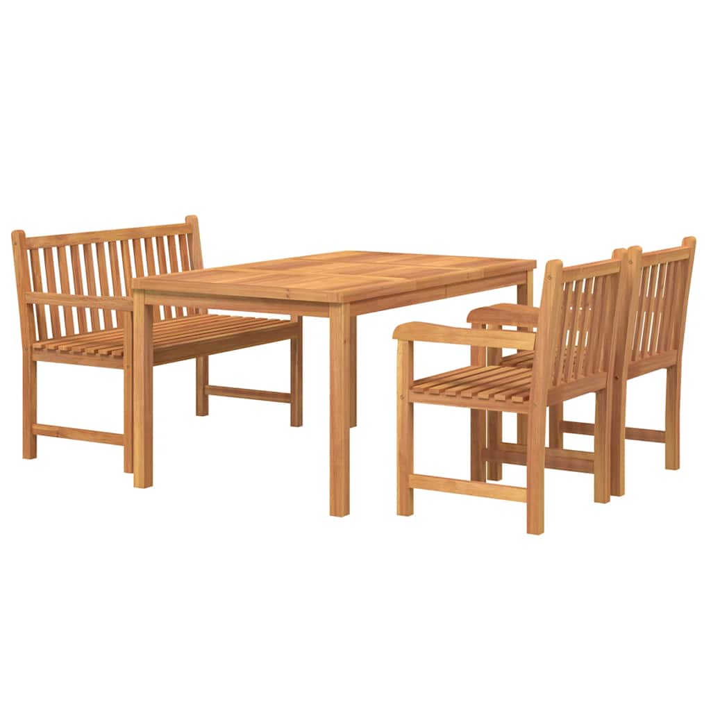 Set da Pranzo per Giardino 4 pz in Legno Massello di Teak | homemem39
