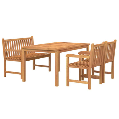 Set da Pranzo per Giardino 4 pz in Legno Massello di Teak | homemem39
