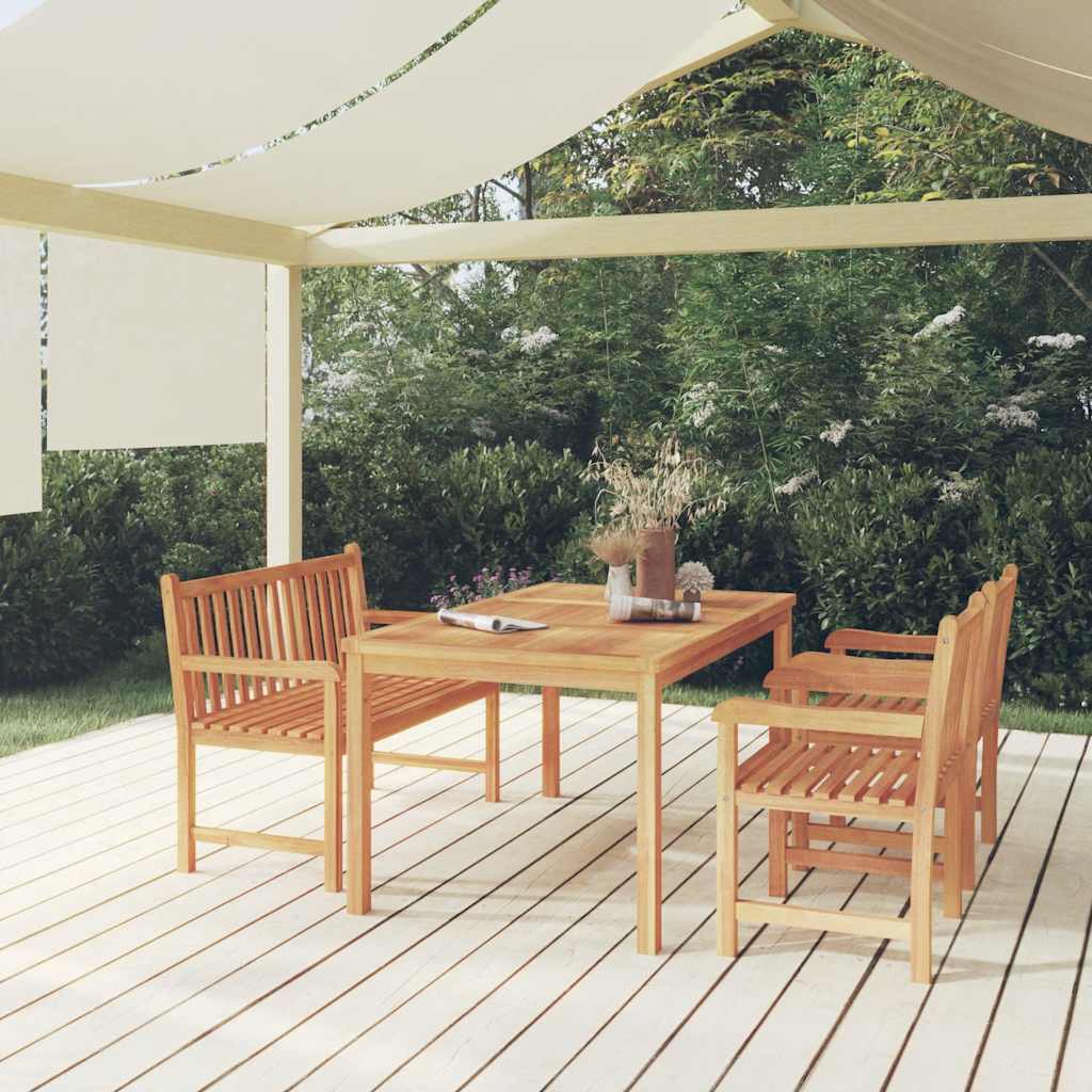 Set da Pranzo per Giardino 4 pz in Legno Massello di Teak | homemem39