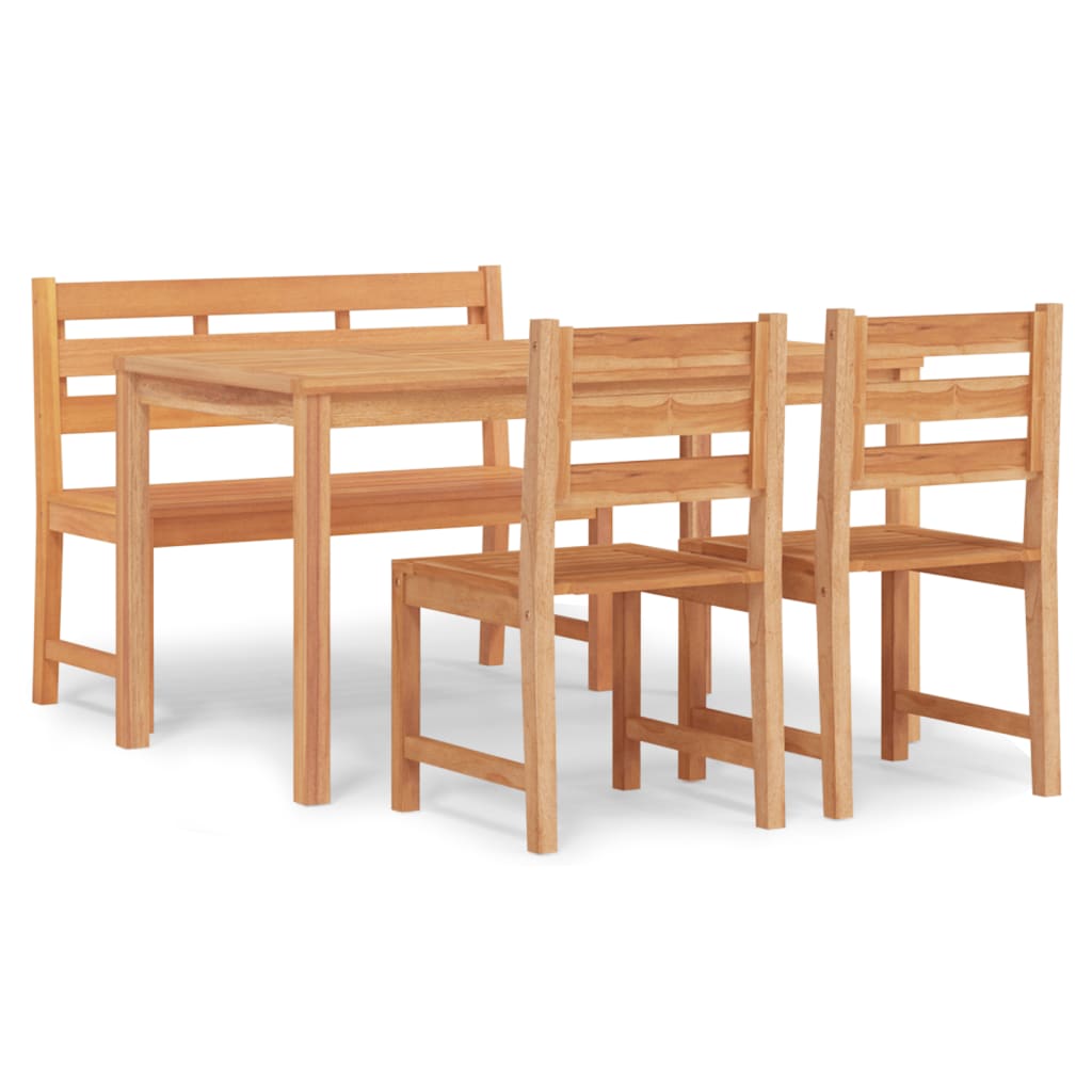 Set da Pranzo per Giardino 4 pz in Legno Massello di Teak | homemem39