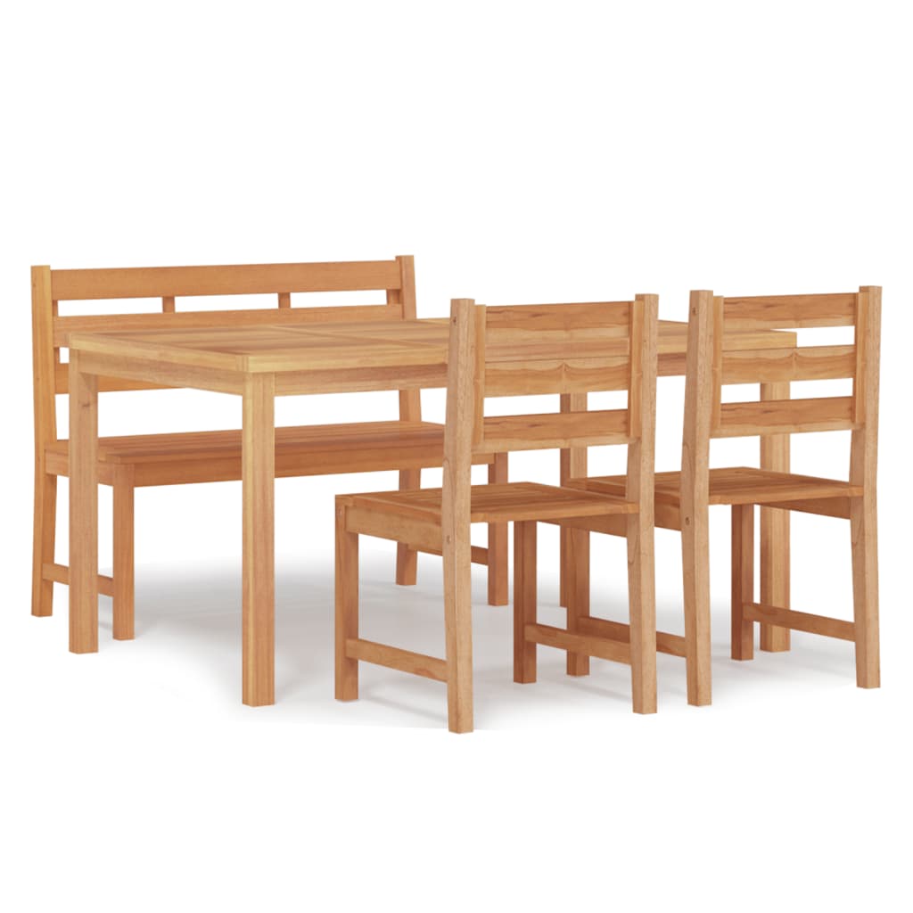 Set da Pranzo per Giardino 4 pz in Legno Massello di Teak | homemem39