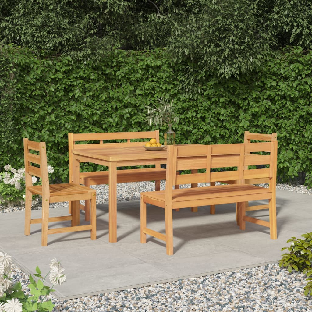 Set da Pranzo per Giardino 5 pz in Legno Massello di Teak | homemem39