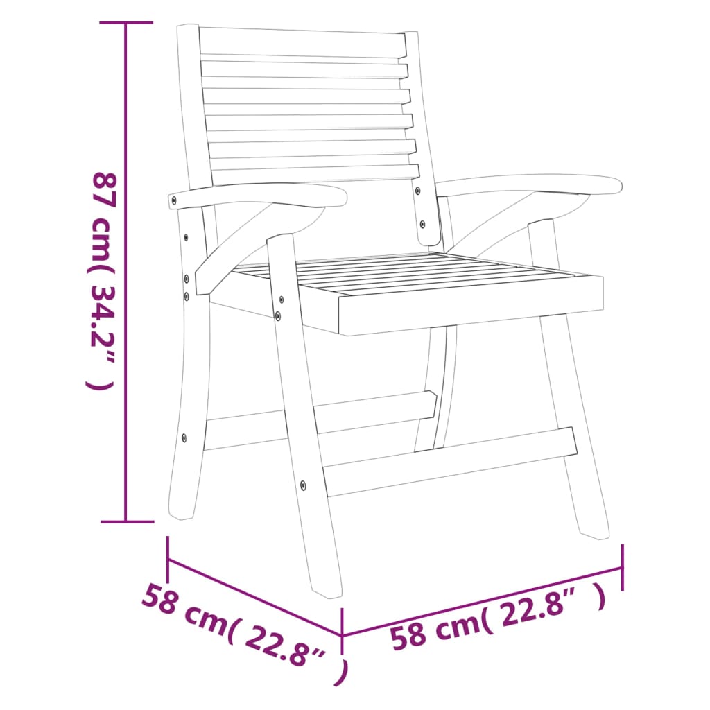 Set da Pranzo per Giardino 3 pz in Legno Massello di Acacia | homemem39